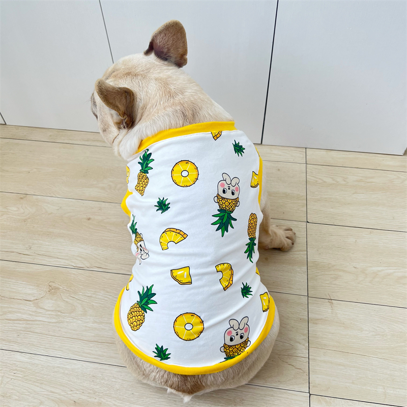 巴哥法斗背心夏季薄款纯棉透气狗狗衣服斗牛犬胖狗柯基宠物背心夏