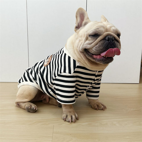 巴哥法斗狗狗衣服秋冬装条纹卫衣