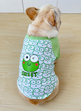 巴哥法斗衣服秋冬装可爱青蛙T恤纯棉打底衫斗牛犬短体胖狗狗衣服