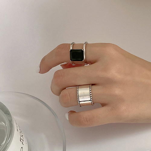 复古宽面S925纯银时尚个性戒指