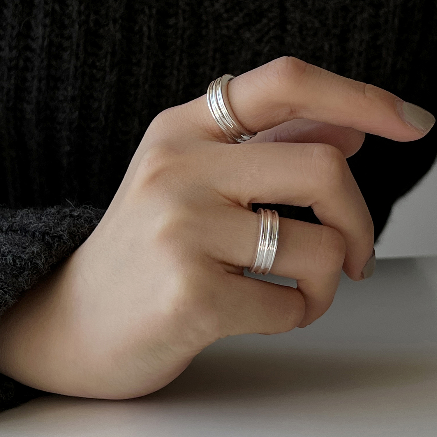 时尚个性花瓶戒指女简约925纯银