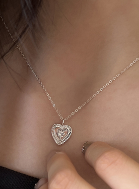 纯银爱心镶钻星芒吊坠超细锁骨链
