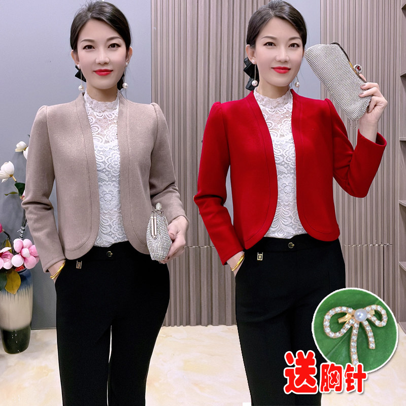 呢子外搭高档开衫洋气小衫披肩