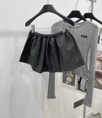 miu系穿搭少女感半身裙芭蕾风高腰蓬蓬伞摆迷你短裙含羊毛半裙裙
