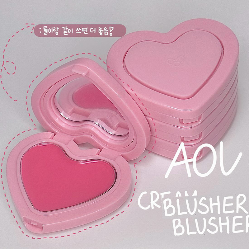 AOU爱心腮红膏新品水润自然显色