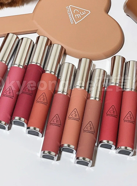 韩国3CE奶唇泥布朗尼哑光李子冻丝绒雾面唇釉铁锈棕WARM BROWNIE