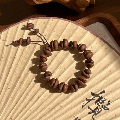 手工咖啡豆手串情侣文艺小众手串新中式手链气质咖啡豆香味手串