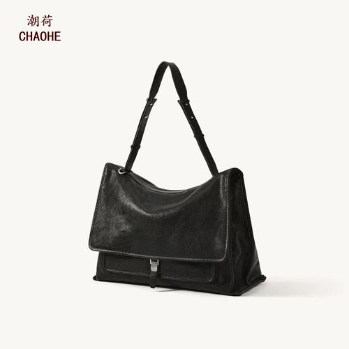 羊皮山行邮差包大容量通勤托特包