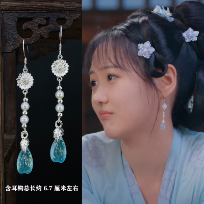 小清新琉璃珍珠女小雏菊耳饰