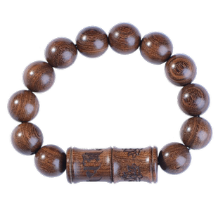 六字莲珠 金丝檀木手串经书楞严咒嘎乌盒平安乌楠木储物手链男女