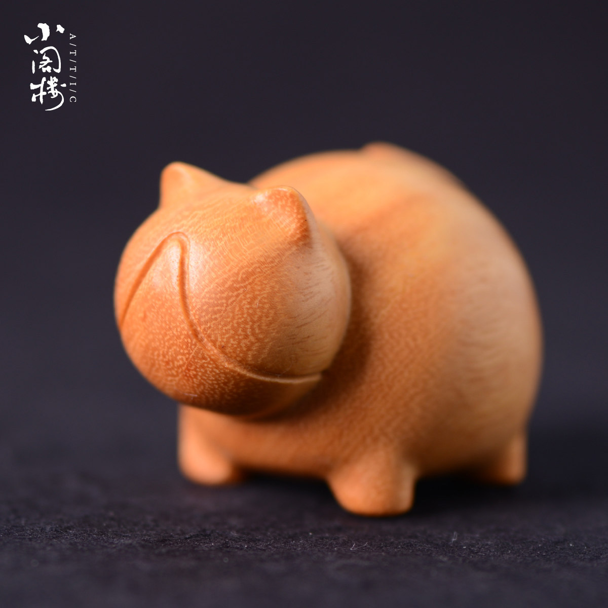 黑檀木桌面卡通小猫摆件可爱木质胖加菲猫手办治愈系创意礼物情侣