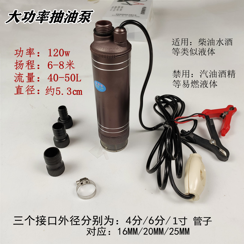抽油泵抽水泵12V24V220V大功率高扬程大流量小型泵潜水泵抽柴油酒
