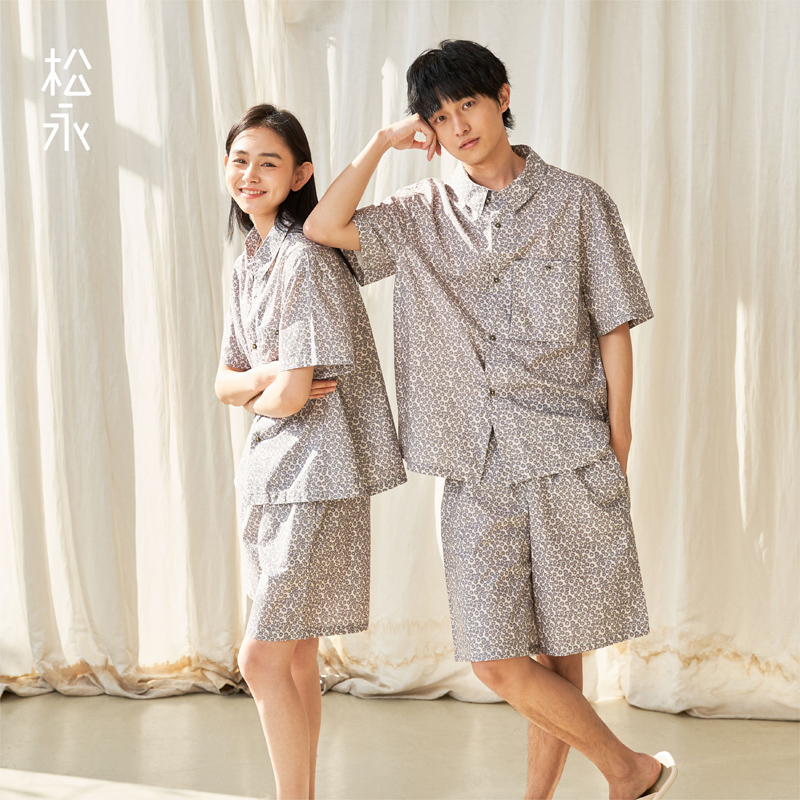 松永男女情侣纯棉短袖短裤家居服