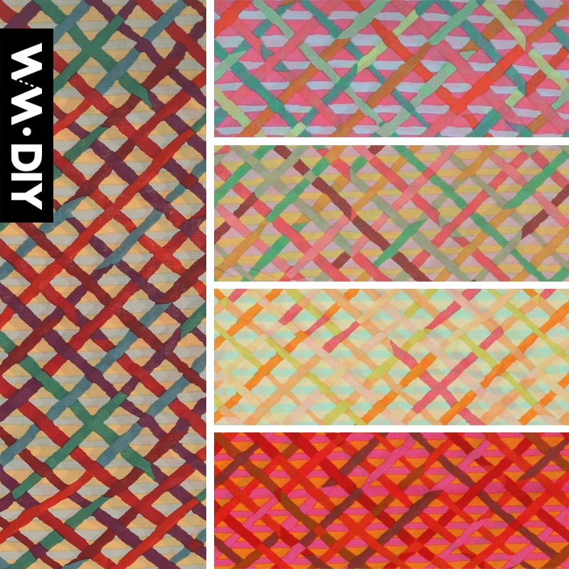 卡夫花信年华 线条网格美国进口棉布料手工拼布diy 45*55cm