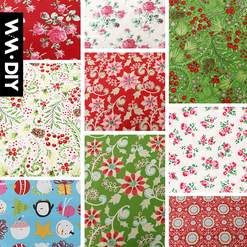 圣诞风美国进口印花棉卡通布料 服装面料拼布手工diy rowan45*55