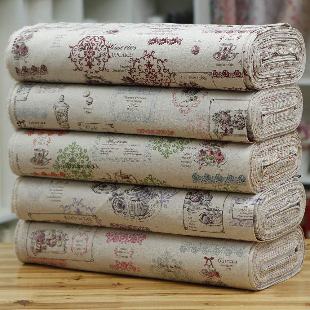 闲中好 日本进口服装花布料面料拼布手工diy棉麻布有轮50*55cm