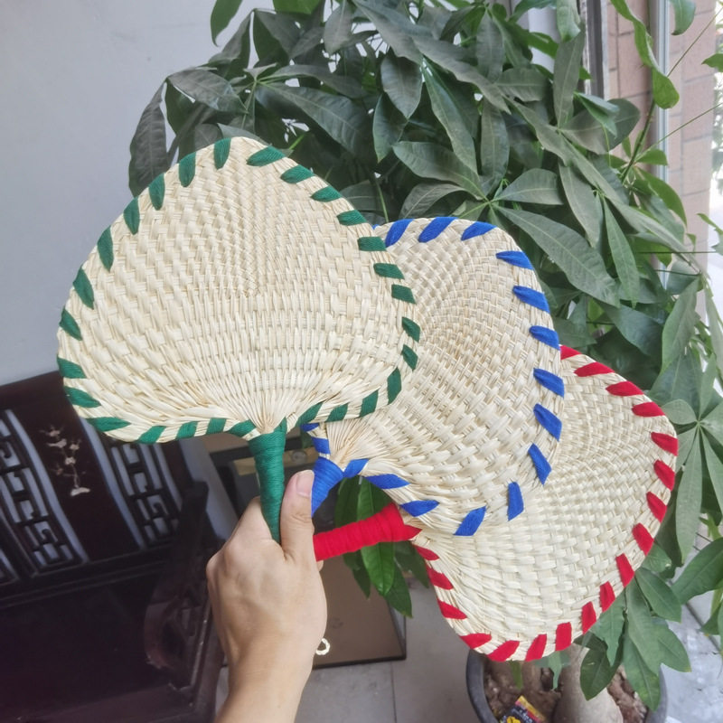 手工草编手摇蒲扇印LOGO