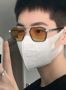 速发双梁镜男潮开车墨级感茶色大脸太变色配近视数有度带大框