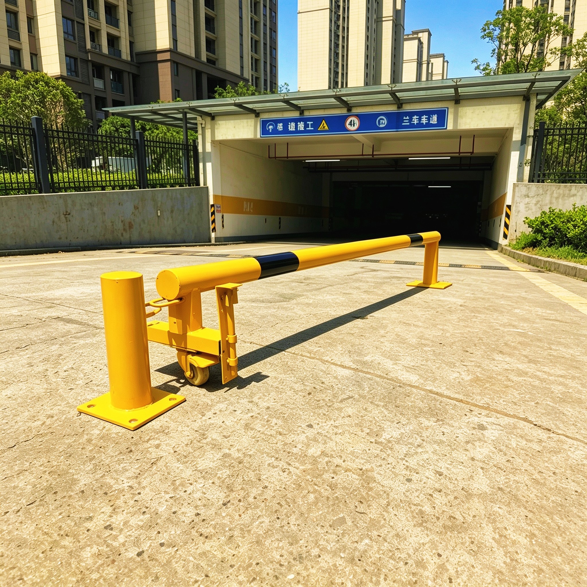 消防通道移动阻车器可移动挡车器打开物业小区学校医院商业街公园