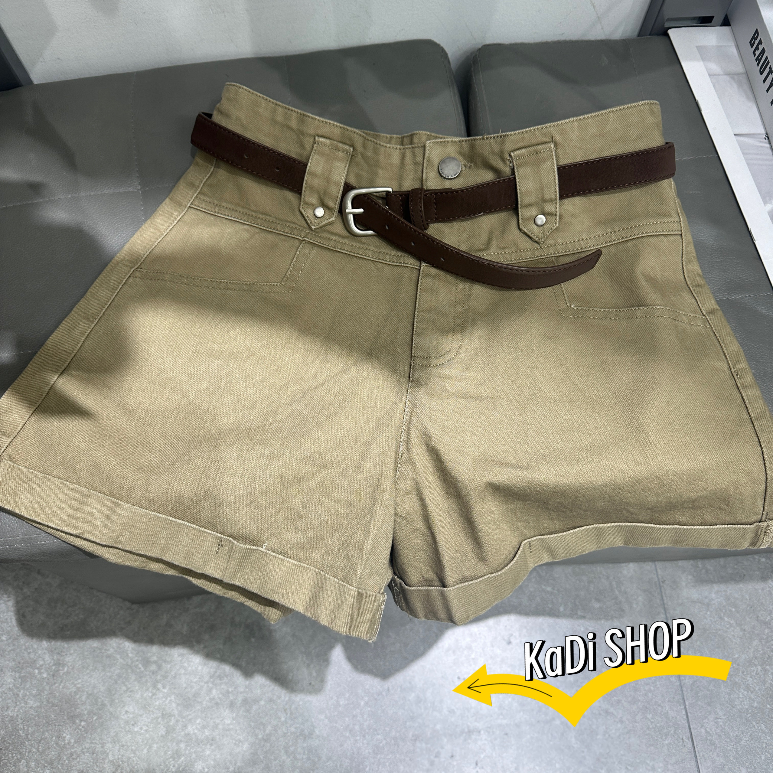 简约纯色休闲牛仔短裤女25夏季新款高腰宽松百搭阔腿配皮带短裤女