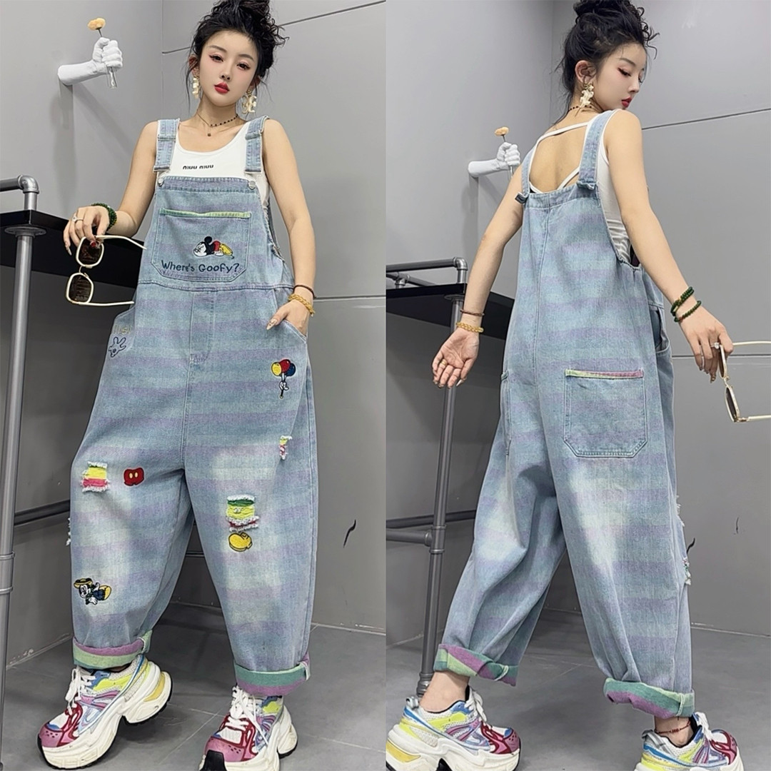 2025年春夏新款宽松显瘦个性时尚休闲减龄洋气百搭韩版背带连体裤