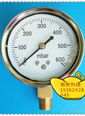 60MM直立式0－600mbar压力表，毫巴气压表，毫巴压力表