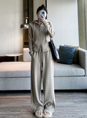 ebenb 四色德绒窄版直筒裤女秋冬加绒加厚高腰垂感显瘦休闲糯米裤