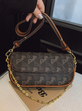 高级感轻奢小众老花链条包2025新款时尚质感法棍包洋气单肩斜挎包