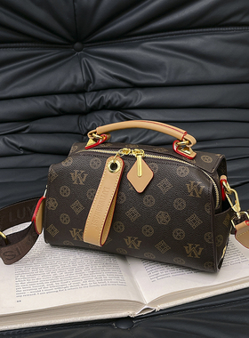 高级感休闲轻奢包2025新款老花波士顿包时尚手提单肩包百搭斜挎包