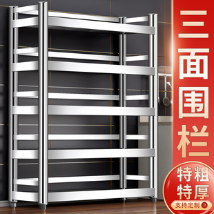 不锈钢收纳架子厨房置物架多功能分层锅架储物柜货架微波炉盘子架