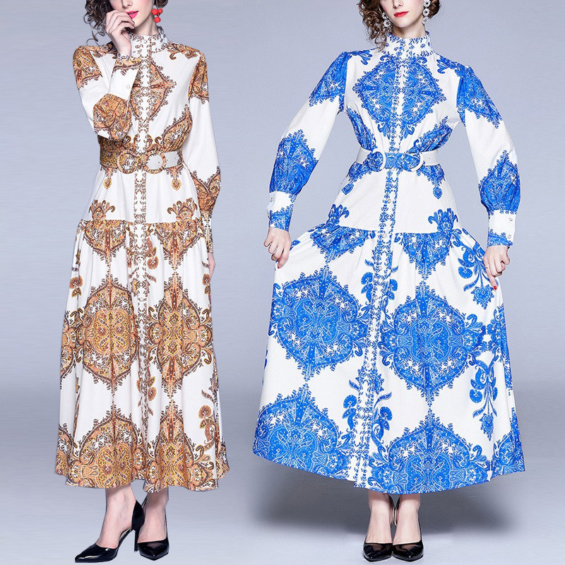 欧式宫廷风高级优雅大码超长连衣裙外贸原单大码长裙穆斯林拖地裙