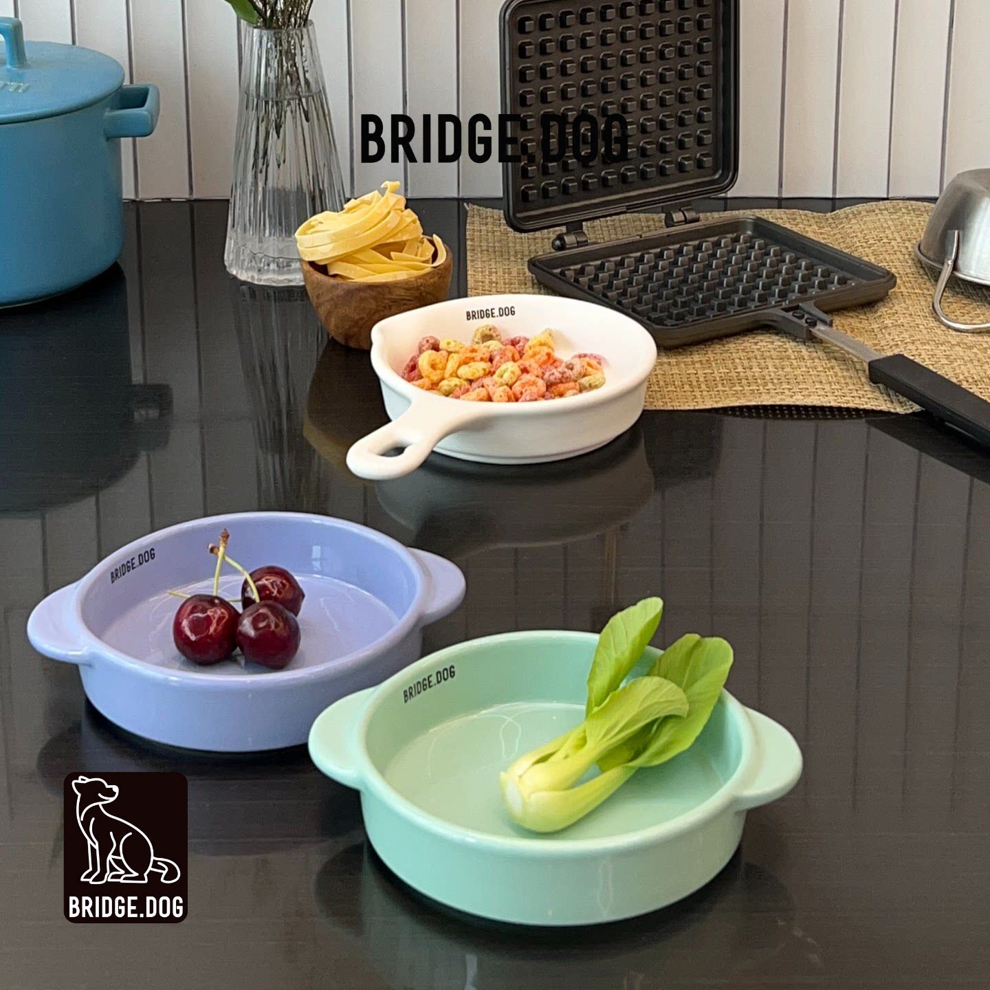 现货の正品韩国Bridge Dog bd双耳宠物碗 陶瓷碗猫碗狗碗mini pot