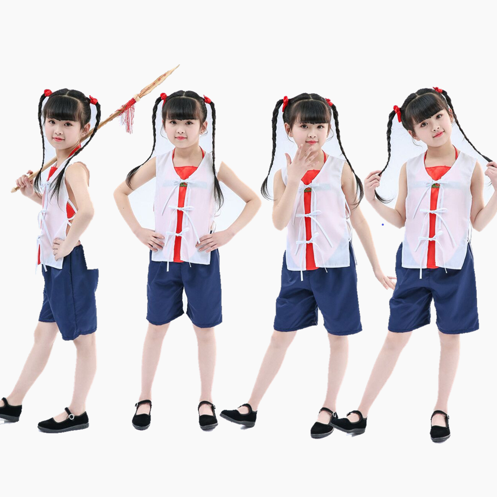 六一儿童共产青团员服小游击队鸡毛信王二小放牛娃儿童节演出服装