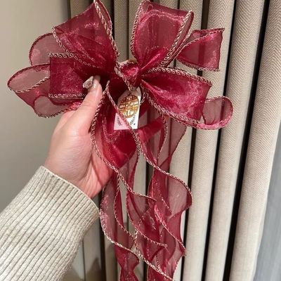 结婚窗帘绑带新款蝴蝶结丝带喜庆婚礼喜字挂件婚房装饰布置鱼尾