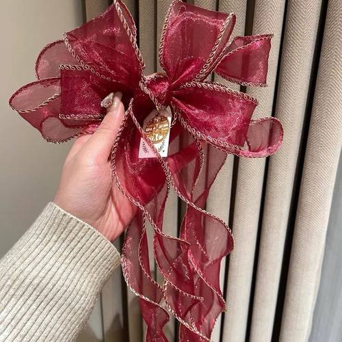 结婚窗帘绑带新款蝴蝶结丝带喜庆婚礼喜字挂件婚房装饰布置鱼尾