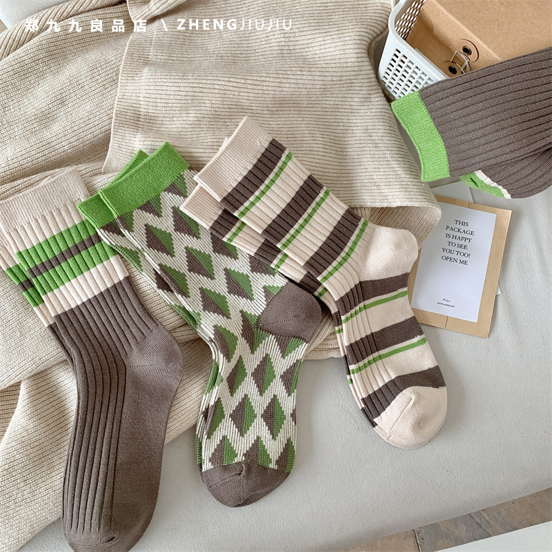 郑九九保暖女涤棉混纺亮色女袜