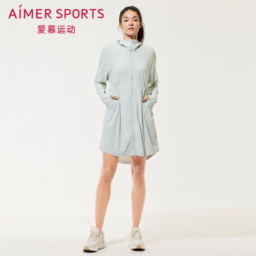 爱慕运动外穿女带帽拉链夏季薄款长袖长外套AS144R62
