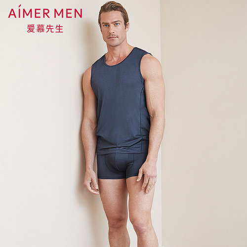 AIMER men/爱慕先生花灰运动中腰平角内裤男NS63B681