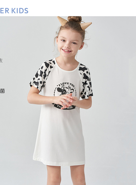 AIMER Kids爱慕儿童家居服女孩短袖睡裙莫代尔牛奶丝AK344B771