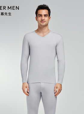 爱慕先生23AW高莫真丝莫代尔男士V领长袖保暖上衣NS72K211