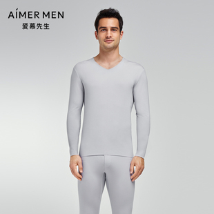 爱慕先生23AW高莫真丝莫代尔男士 保暖上衣NS72K211 V领长袖