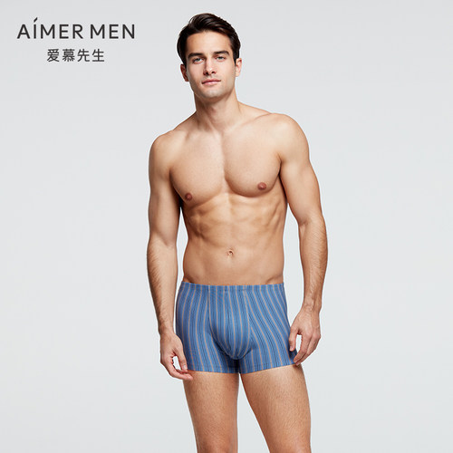 Aimer men  爱慕先生21SS条纹情怀基础男士中腰平角裤 NS23E251