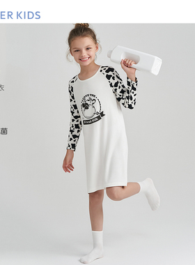 Aimerkids爱慕儿童奶皮衣软奶糖3.0女孩中大童长袖睡裙AK344C481