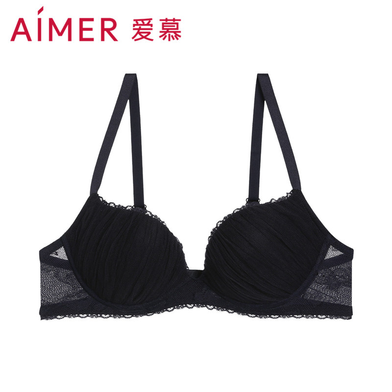 加厚简约网纱包覆小胸聚拢文胸