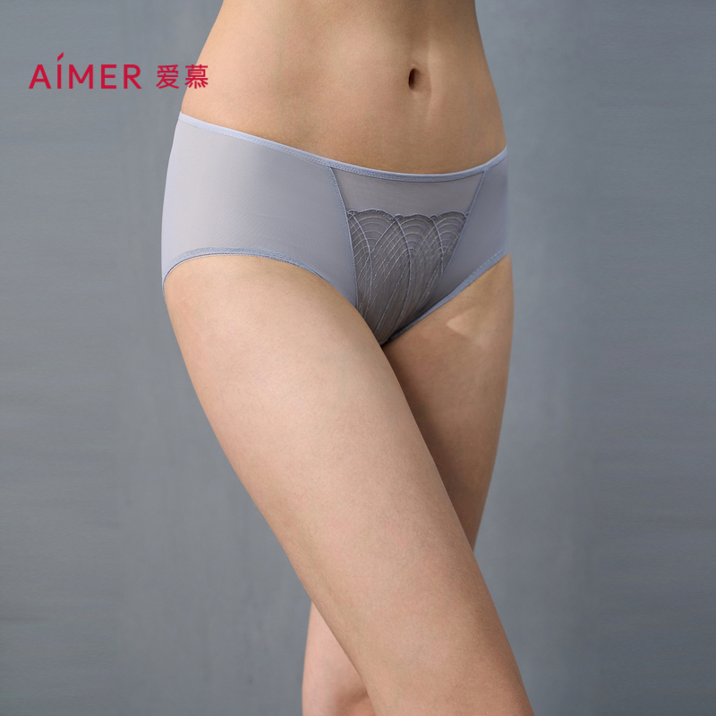 爱慕正品24AW丝路花雨内裤女棉质底裆性感蕾丝中腰平角裤AM23A331