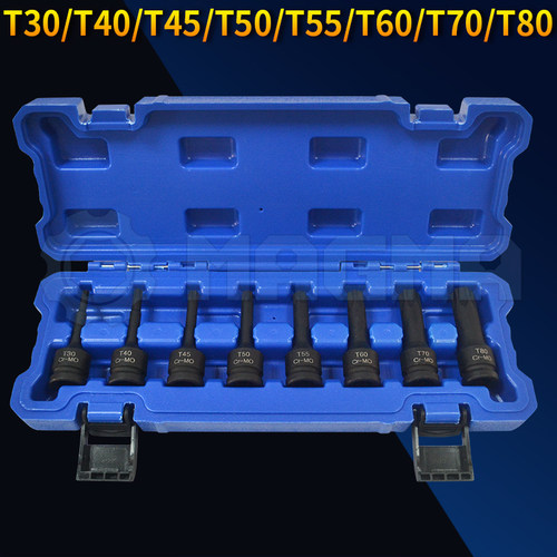 气动压配套筒组风动花键套筒1/2花型旋具套筒组T50T55T60T70T80