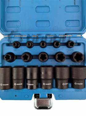 16件套EPR五角梅花套筒组铬钒钢1/4/3/8/1/2方驱汽修维修套筒工具