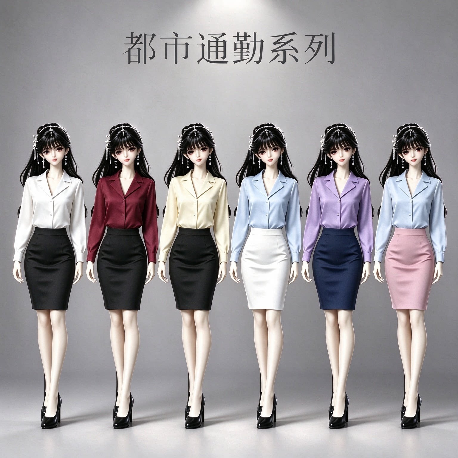 原创bjd娃衣3分4分6分兵人70职业套装62葫芦隐藏衬衫修身包臀短裙