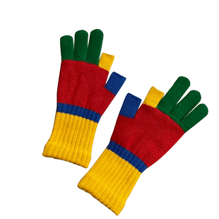 手套女秋冬新款拼接条纹韩版ins学生骑车保暖加厚防寒露指可触屏