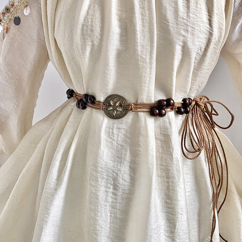 民族风串珠腰带女新款复古配裙子装饰腰绳百搭小众设计感ins皮带